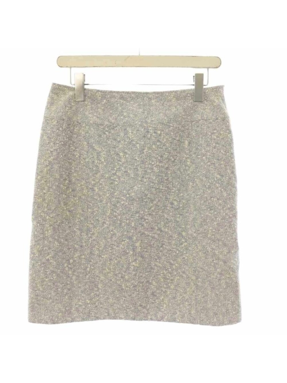 Chanel Boutique Tweed Skirt Knee-Length Ivory Navy 38